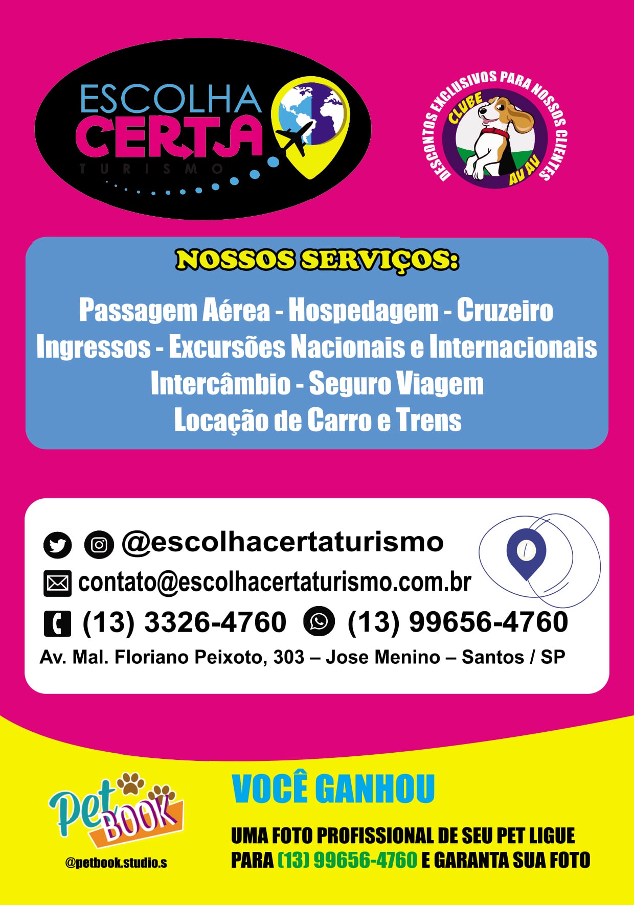 panfleto escolha certa turismo frente